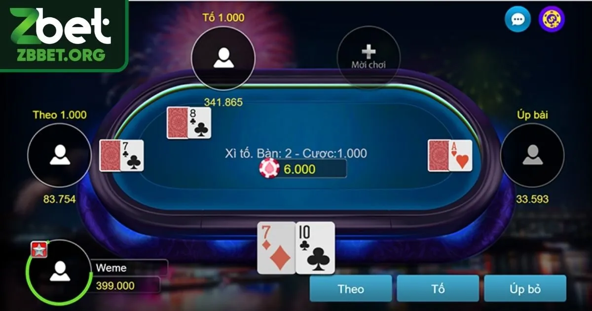 Quy trình tham gia game bài xì tố tại nhà cái Zbet